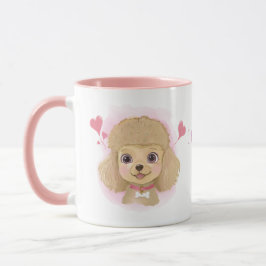 Caneca Poodle Valentine Watercolor Mug with Custom Name