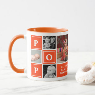 Caneca Pop Amo-Te A Colagem De Fotos Personalizada Laranj