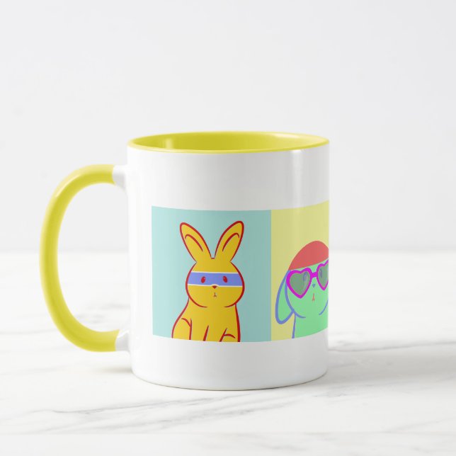 Caneca Pop Art Cute Rabbits (Esquerda)
