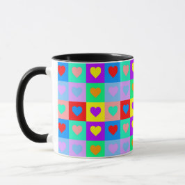 Caneca Pop de Arte Romântica Coração Colorida