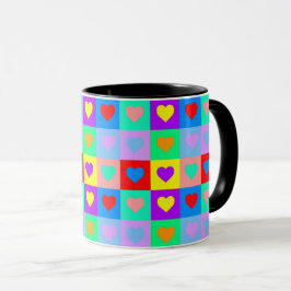 Caneca Pop de Arte Romântica Coração Colorida