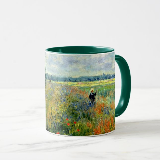 Caneca Poppy Field, Argenteuil - Fine art by Claude Monet (Frente Esquerda)
