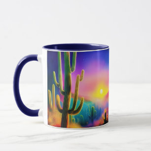 Caneca Pôr do sol colorido no deserto