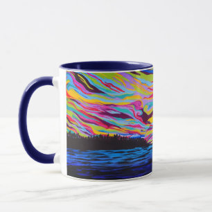 Caneca Por do sol frio do lago