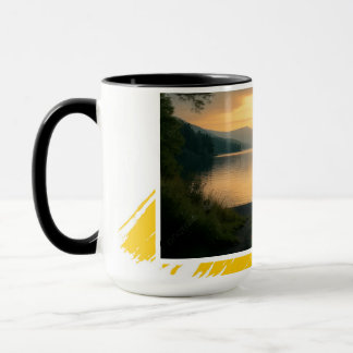 Caneca Pôr do Sol no Lago Sereno Chill Out Pincelada Mode