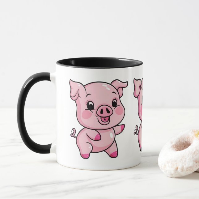 Caneca Porco De Bebê Bonito (Com Donut)