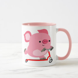 Caneca Porco de desenho em Patinete
