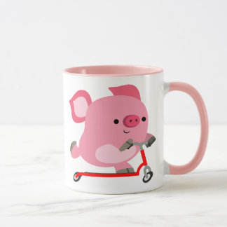 Caneca Porco de desenho em Patinete