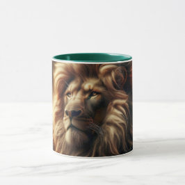 Caneca Portrait d'un lion imposant.