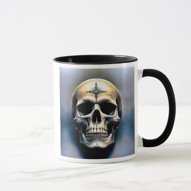 Caneca Portrait d'une tête de mort pas sympa du tout. (Direita)
