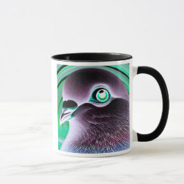 Caneca Portrait original d'un pigeon stylisé.