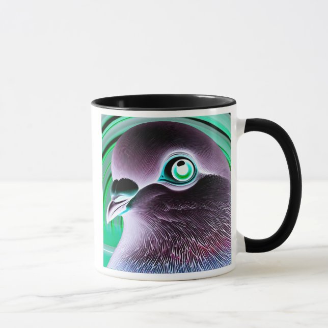 Caneca Portrait original d'un pigeon stylisé.  (Direita)