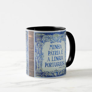 Caneca portuguesa do azulejo da língua