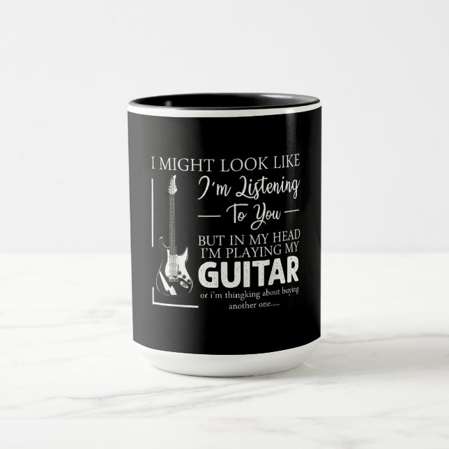 Caneca Posso parecer que estou ouvindo você música guitar (Centro)
