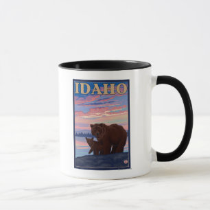 Caneca Poster de viagens Bear e CubIdahoVintage