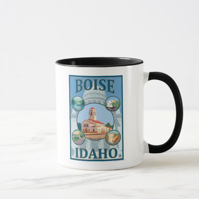 Caneca Poster de viagens Boise, IdahoScenic (Direita)