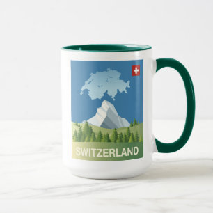 Caneca Poster de viagens da suiça
