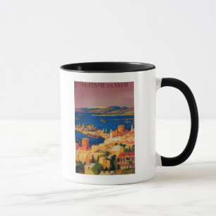 Caneca Poster de viagens francês, visitando em Syria