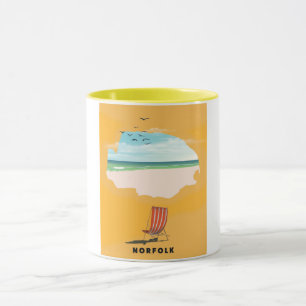 Caneca Poster de viagens ilustrado do Norfolk Map