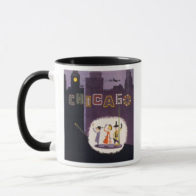 Caneca Poster de viagens Retroativo de Chicago Illinois V (Esquerda)
