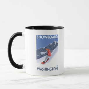Caneca Poster de Viagens vintage de Washington Snowboard