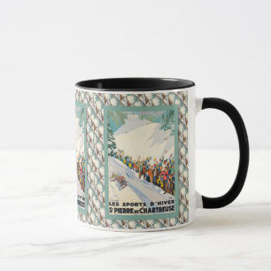 Caneca Poster do esqui do vintage, en do Saint Pierre