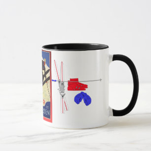 Caneca Poster do esqui do vintage, suiça de Adelboden