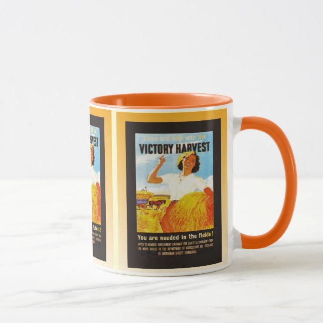 Caneca Poster vintage, colheita da vitória, segunda (Direita)
