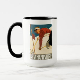 Caneca Poster vintage do esqui de New Hampshire