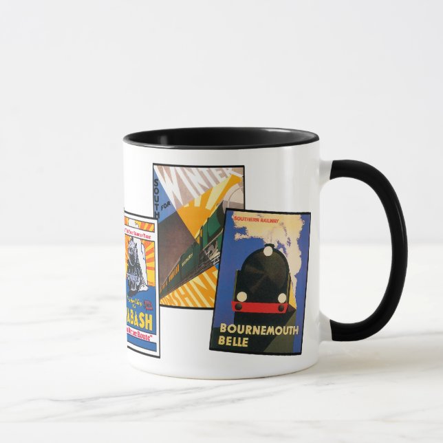 Caneca Posters da estrada de ferro do vintage (Direita)