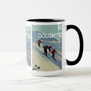 Caneca Posters do esqui do vintage, dolomites do esqui