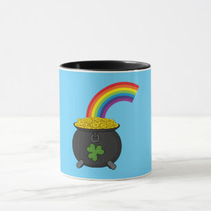 Caneca Pote de Cartoon Dourado do Arco-Íris