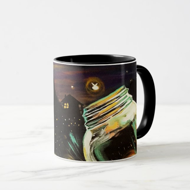 Caneca Pote de Vaga-Lume sob a Lua Crescente Noite Capric (Frente Esquerda)
