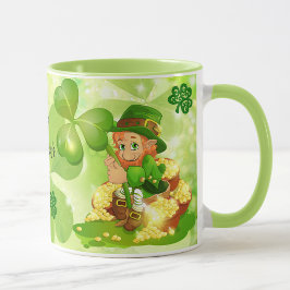 Caneca Pote do dia de Patrick do café Dourado Leprechaun