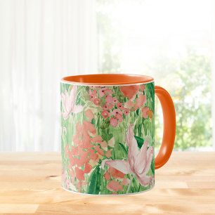 Caneca Prado Floral de Flores Silvestres em Aquarela 