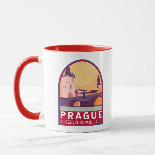 Caneca Praga República Checa Viagem Art Vintage (Esquerda)