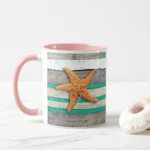 Caneca Praia de Starfish e Planks meteorizados