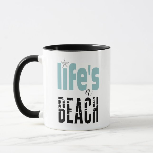 Caneca Praia dizendo que a vida é uma praia (Esquerda)