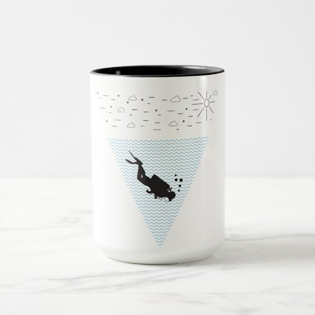 Caneca Praia Geométrica de Mergulho Scuba Diver 70s (Centro)