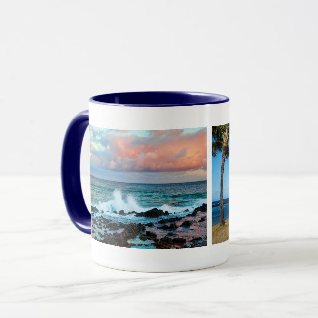 Caneca Praia Po'ipu, Kaua'i Havaí, Lembrança (Frente Esquerda)