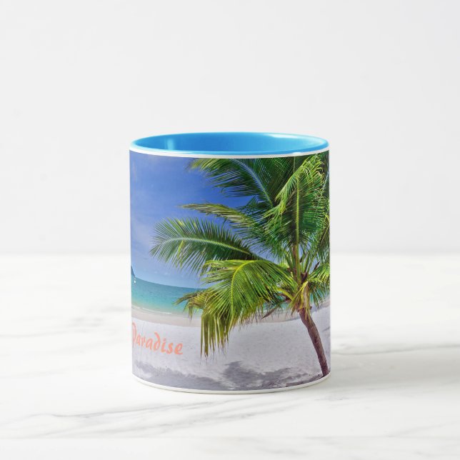 Caneca Praia Tropical de Palm Tree Perfeita (Centro)