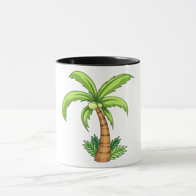 Caneca Praia Tropical de Palmeiras e Ilhas Vibes (Criador carregado)