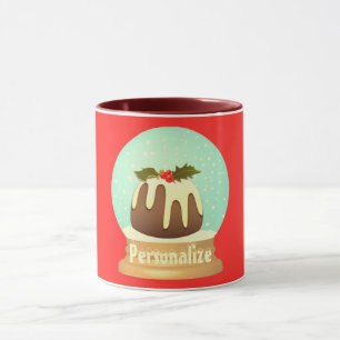 Caneca Prata de ameixa neve globo de inverno vermelho ver