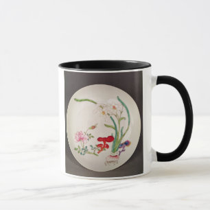 Caneca Prato de porcelana, decoração cor-de-rosa do