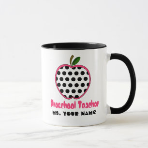 Caneca pré-escolar do professor - bolinhas Apple