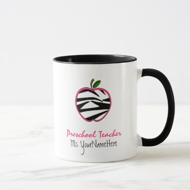 Caneca pré-escolar do professor - impressão Apple (Direita)