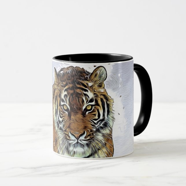 Caneca Predador de Tigre Siberiano Carnivore Neve Perigos (Frente Esquerda)