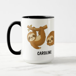 Caneca Preguiça Desenhada à Mão Personalizada Fofa