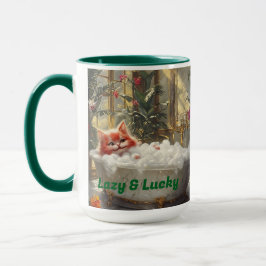 Caneca Preguiçoso e Feliz Gato Vermelho de Luxo