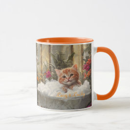 Caneca Preguiçoso e Feliz Gato Vermelho de Luxo